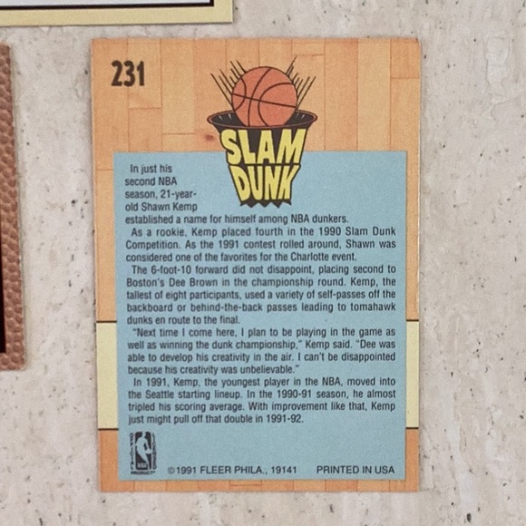 Shawn Kemp Basketball Cards Rookie 1990 NBA Hoops 279 Seattle SuperSonics 8 - Picture 9 of 13